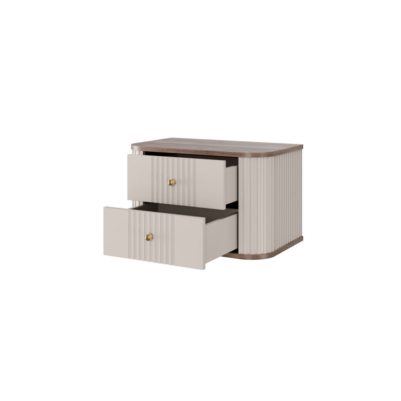 Dayzee 56cm W Manufactured Wood Bedside Table, Nut, Cashmere/Gold, Nut