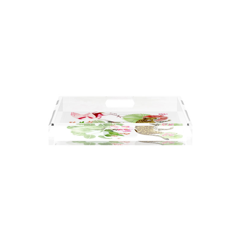Leopard Walk Acrylic Square Decorative Tray, 12"W x 12"D x 2"H