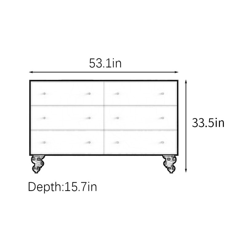 53in Six-drawer Sideboard Buffet