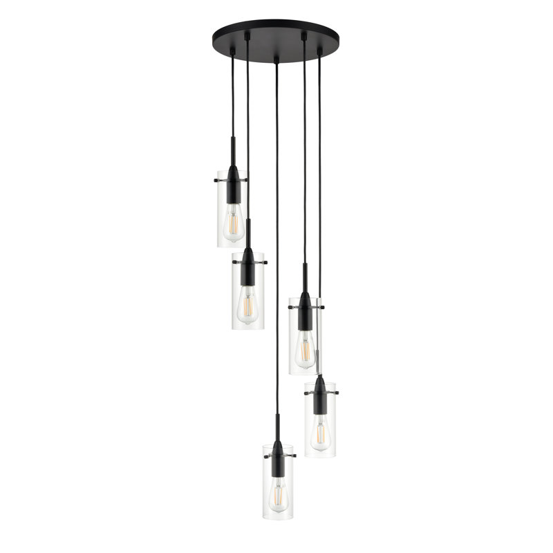 Angelina 5 - Light Cluster Pendant, Black, Smoked