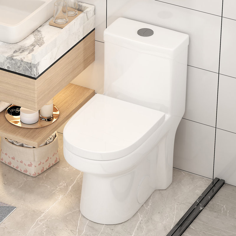 Poseidon Compact One-Piece Toilet, Powerful & Quiet Dual Flush, Space-Saving Design, Round Comfort Height, 10