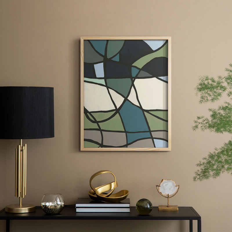 Multicolore vitrail I, reproduction encadrée - bois massif, Naturel, H 30 po x l 24 po
