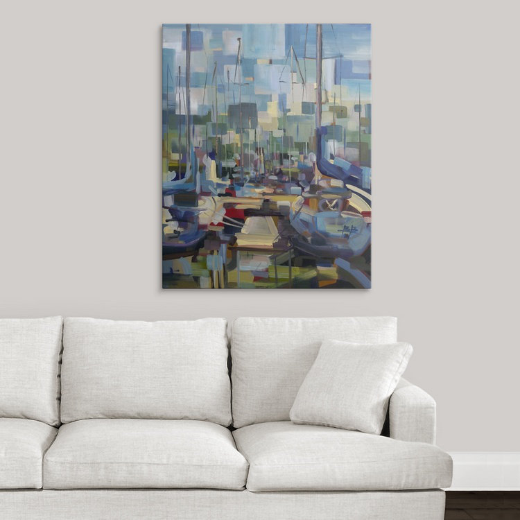 «Morland Morning Boat» par Brooke Borcherding, reproduction d'art, H 48 po x l 38 po x P 1,5 po, Toile