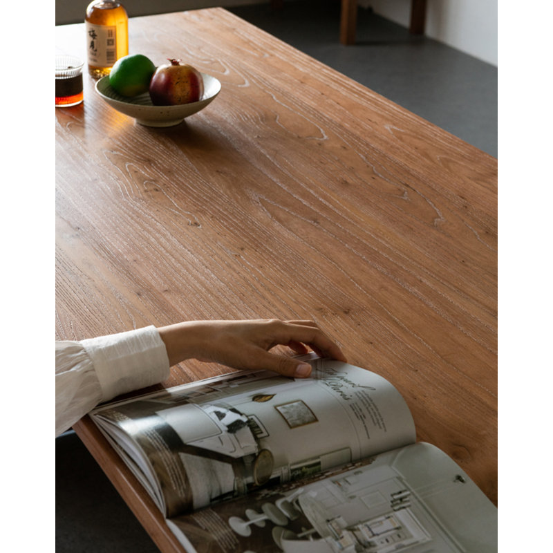 Rectangular Solid Wood Dining Table in Retro Style for Home Use, 29.53" H x 74.80" L x 35.43" W