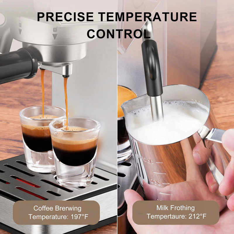 Machine à espresso LINKChef à 20 barres avec buse à vapeur automatique, machine à espresso professionnelle de 1300 W, réservoir d'eau amovible de 40 oz, simple et double tir