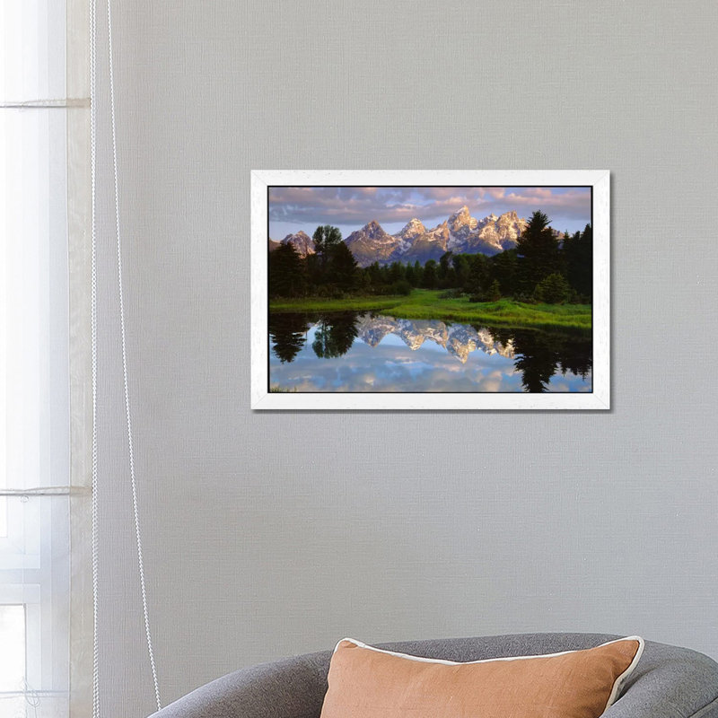 Teton Range And Its Reflection In Snake River, Grand Teton National Park, Wyoming, Usa by Christopher Talbot Frank - Print on Canvas