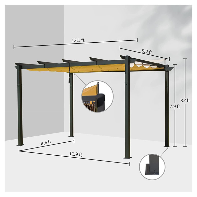 Pergola d'extérieur rétractable avec auvent pare-soleil résistant aux intempéries, pavillon de jardin en aluminium pour patio, terrasse, jardin