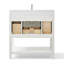 Meuble-lavabo Capri 36 po en bois massif avec un seul lavabo et un comptoir en quartz blanc Thassos de 2 po.-70715098-96881987