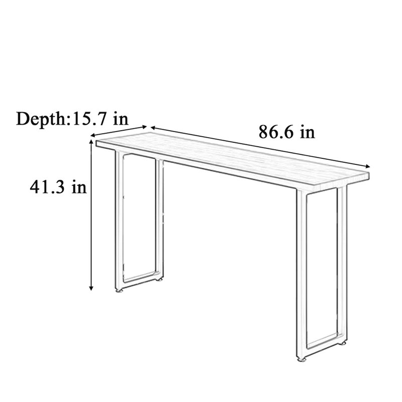Table de bar Ironwork, H 41,3 po x L 86,6 po x l 15,7 po