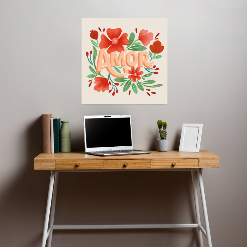 Amor, art floral contemporain romantique, H 18 po x l 18 po