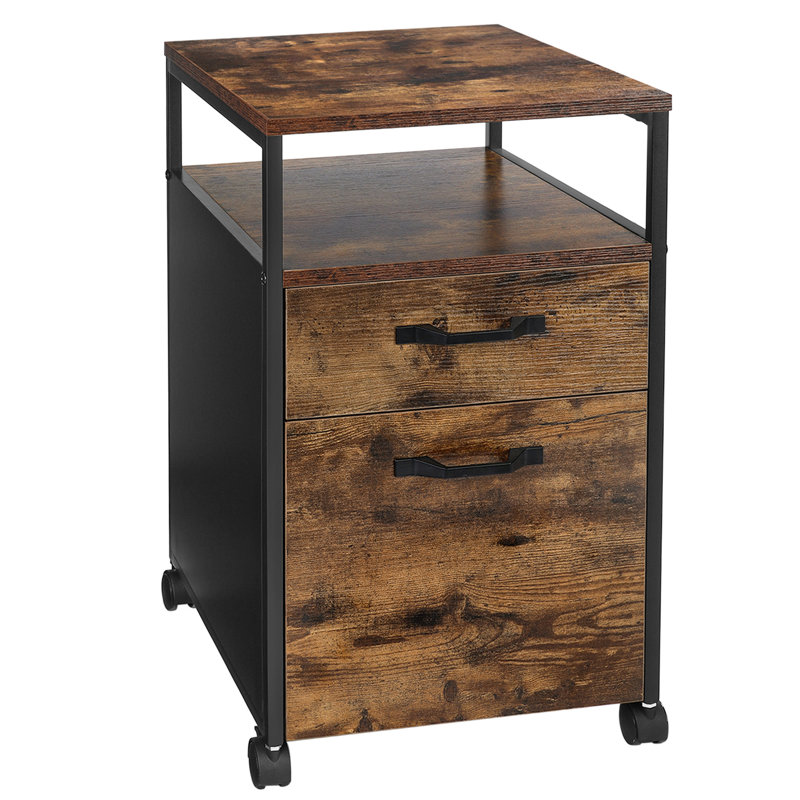 Turgeon 16.5'' Wide 2 -Drawer Mobile File Cabinet, Brown/Black
