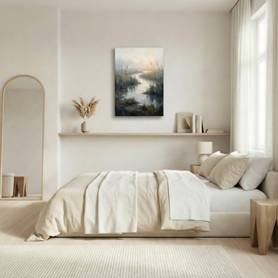 "Gallery Wrap", art mural sur toile pour le salon, la chambre à coucher, le bureau ou le vestibule - décoration murale décorative avec rivière brumeuse