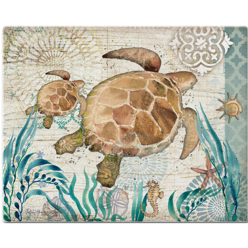 Monterey Bay Rectangular Heat Tolerant Glass Cutting Board with Non-Slip Feet