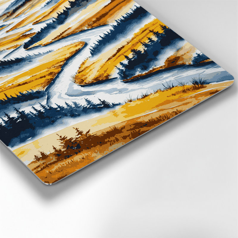 Aquarelle paysage 62, art mural en métal beige, H 18 po x l 12 po