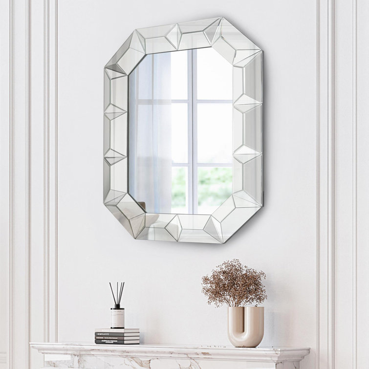 Modernist Geometric Shield Form Octagonal Geometric Mirror with Chrome  Detailing — High Style Deco