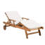 Attar 200 cm Long Reclining Acacia Single Chaise with Cushions and with Table