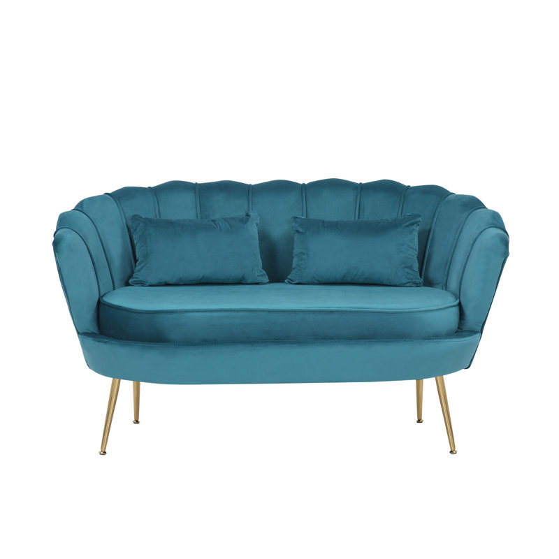 Carney Velvet Loveseat Accent Sofa, Teal
