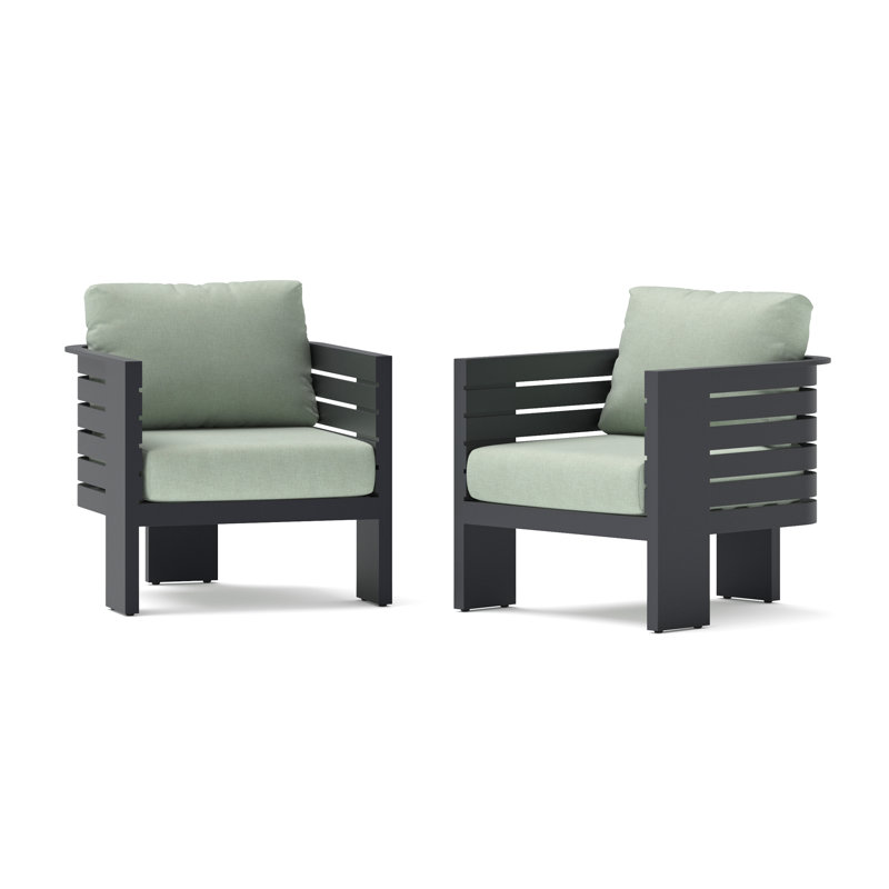Ari 2 Piece Sunbrella Outdoor Patio Club Chairs - Cast Oasis, Cast Oasis