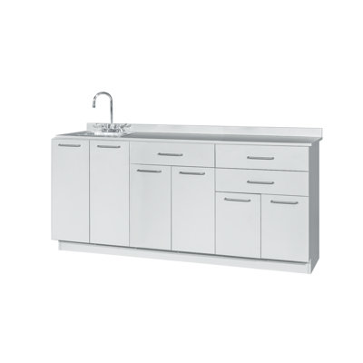 36.75'' H x 72" W Exam Room Medical Cabinet with Left Sink With 6 Doors, 4 Adjustable Shelves, 3 drawers