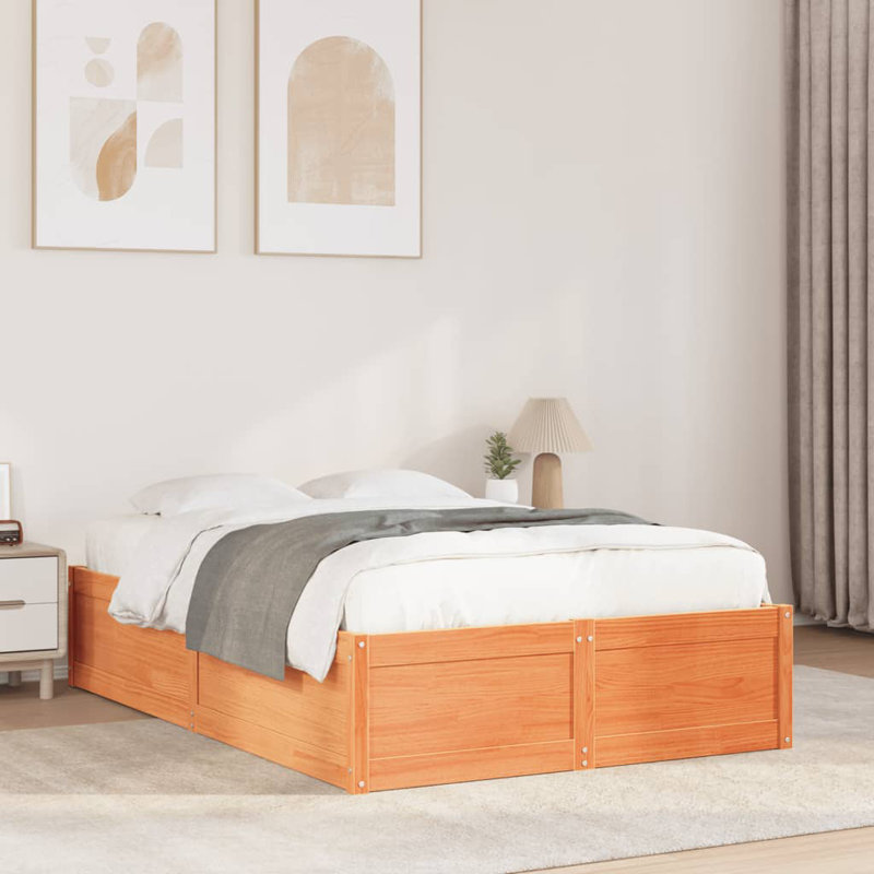 Eringate Solid Wood Bed, Wax Brown, UK Small Double - DE 120 x 190 cm