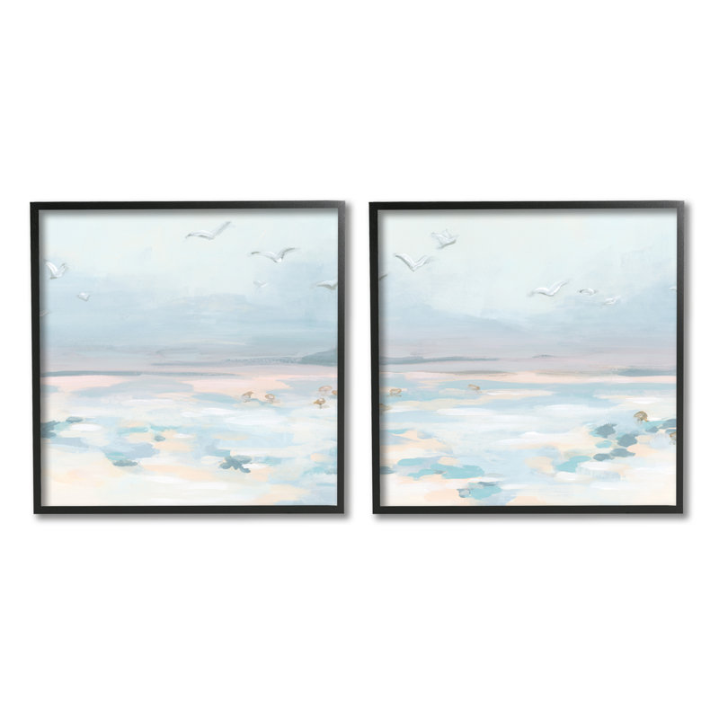 «Pastel Coast Landscape», ensemble de 2 reproductions de photos sur toiles, H 12 po x l 24 po x P 1,5 po