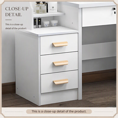 Coiffeuse élégante avec miroir DEL réglable et grand espace de rangement, idéale pour le maquillage et l'organisation