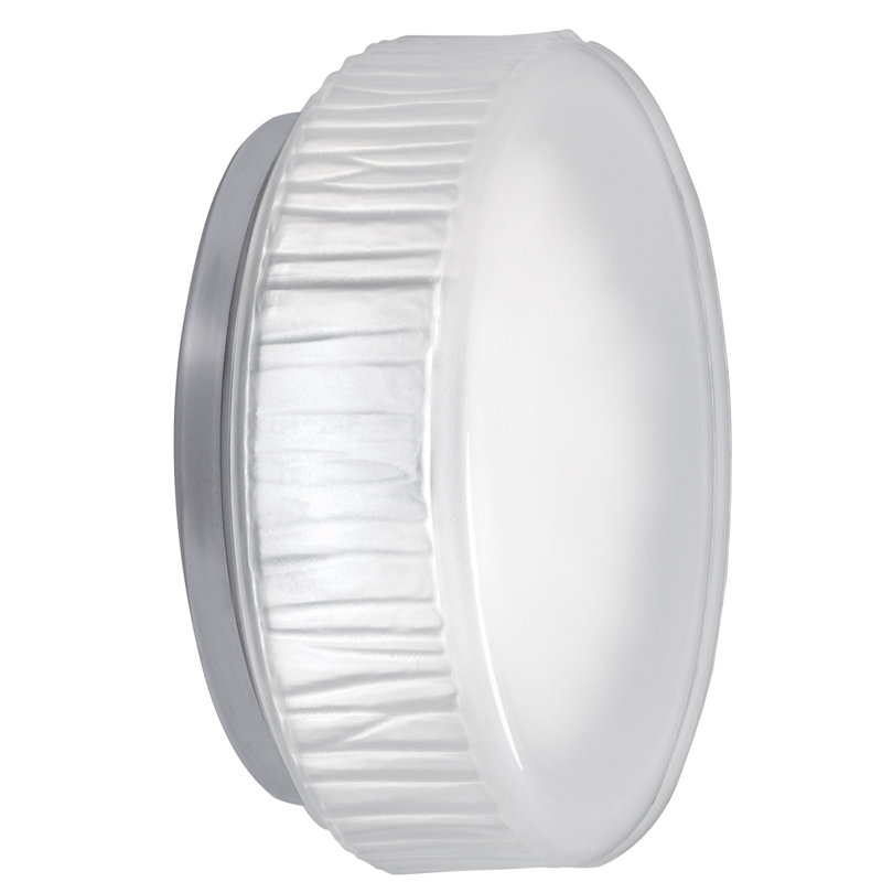 Polished Nickel 7" Frosted Glass LED Drum Flush Mount