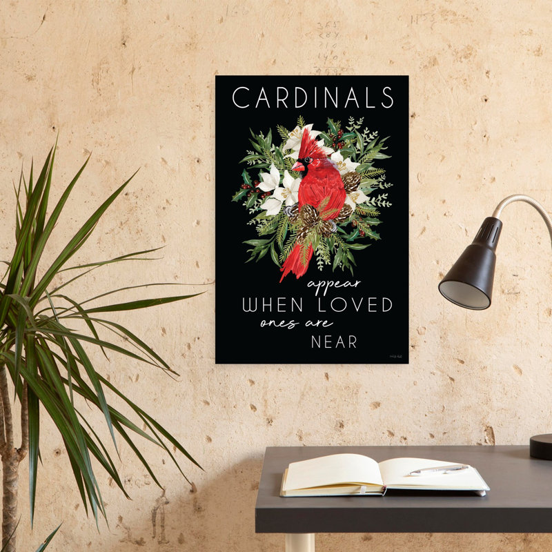 Cardinals, art contemporain abstrait, oiseau, nature, H 24 po x l 16 po