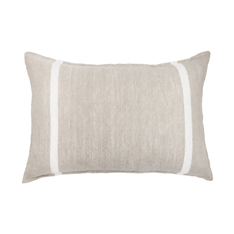 Taie décorative 100% lin Rory Herringbone, Standard, Blanc