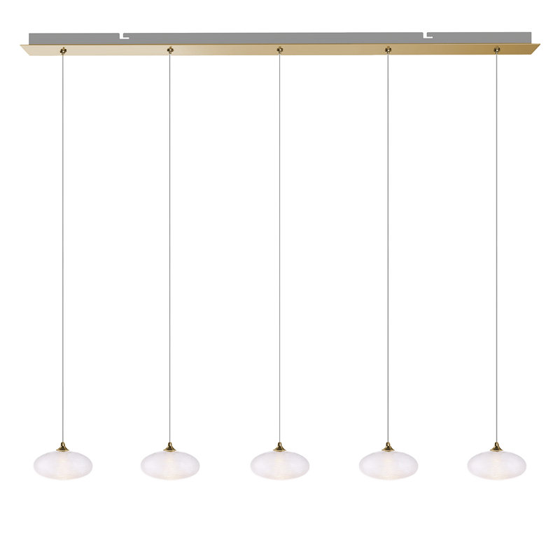 Luminaire suspendu géométrique à DEL 5 lumières Alvie, Laiton brossé
