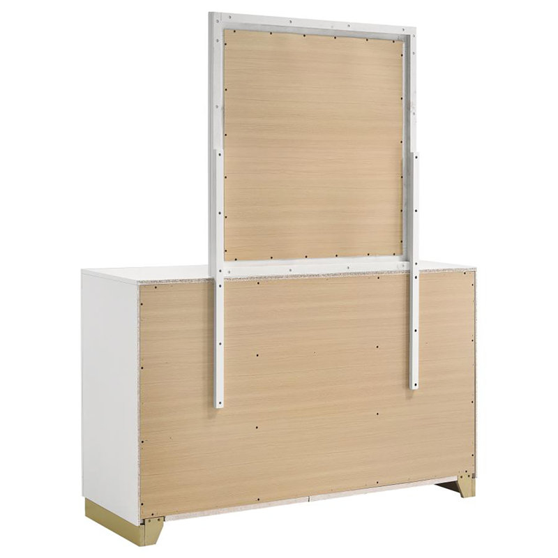 Commode 6 tiroirs avec miroir Hiser, Blanc