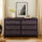 6-Drawer Double Dresser with Rattan Inlay Fronts and Faux Leather Pulls, Solid Wood Frame, Natural Modern Boho Storage-118226018