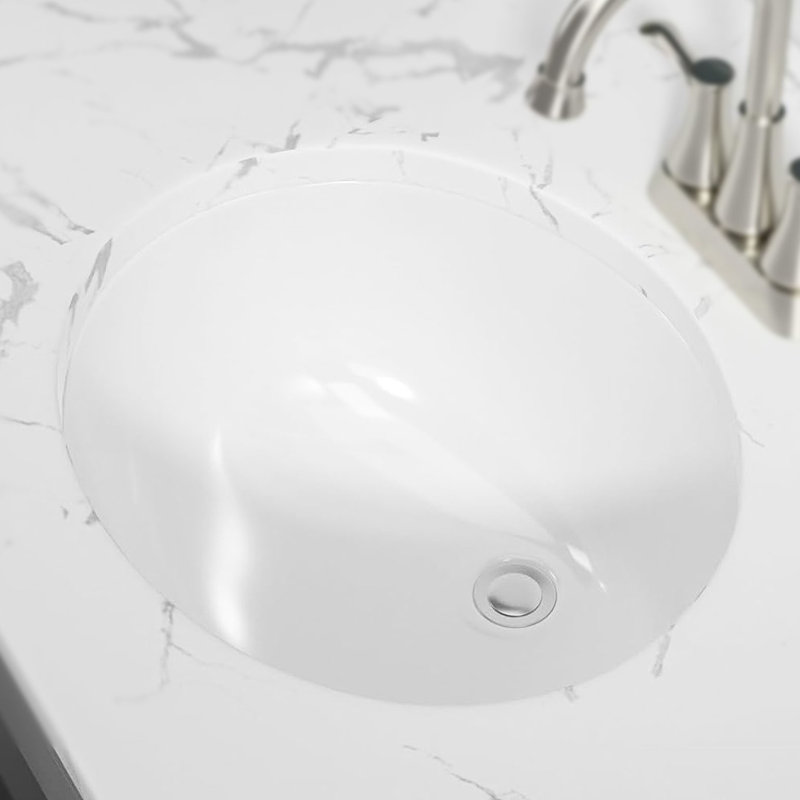 Lavabo de salle de bain ovale en céramique Pure White