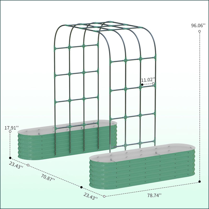 117.73cm W x 78.74cm D Metal Arbour