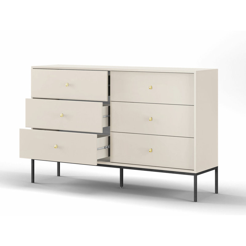 Axentie 154cm W 6 - Drawer Chest of Drawers, Beige