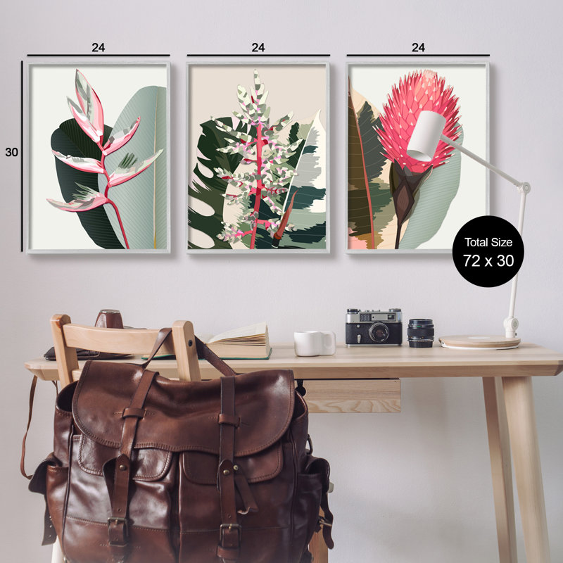 "Stupell Industries Modern Tropical Plants", ensemble de 3 toiles murales par Ros Ruseva, H 30 po x l 24 po x P 1,5 po