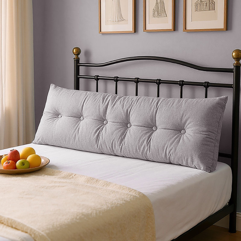 Cotton Rectangular Backrest, Light Grey, 180cm W x 20cm D