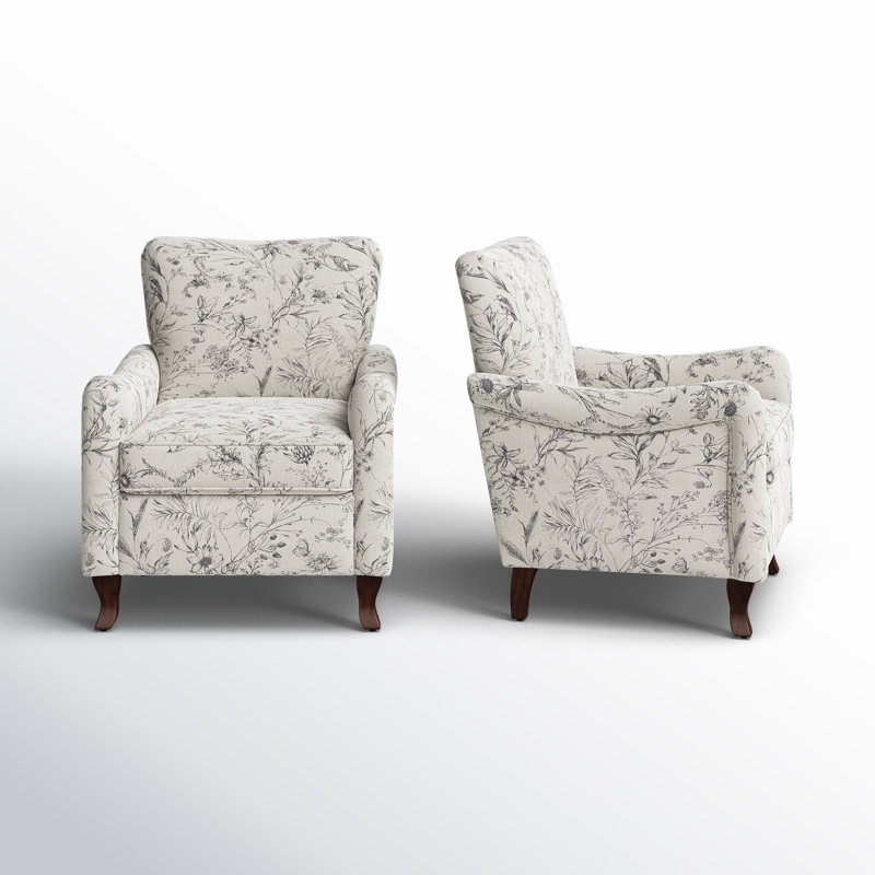 Paire de fauteuils en bois manufacturé et l 30,5 po Alikah, Mélange de polyester blanc