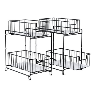 Stackable 2-Tier Under Sink Cabinet Organizer Sliding Drawer for Pantry, Kitchen, Pack of 2