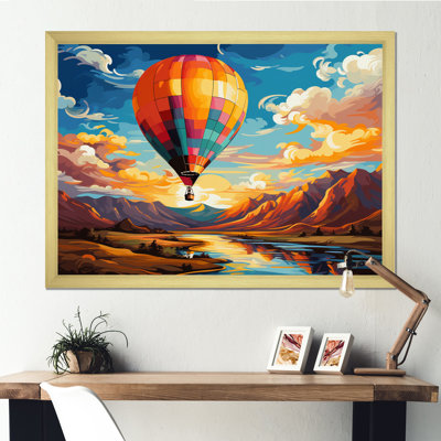 «Orange Hot Air Ballon», impression sur toile encadrée
