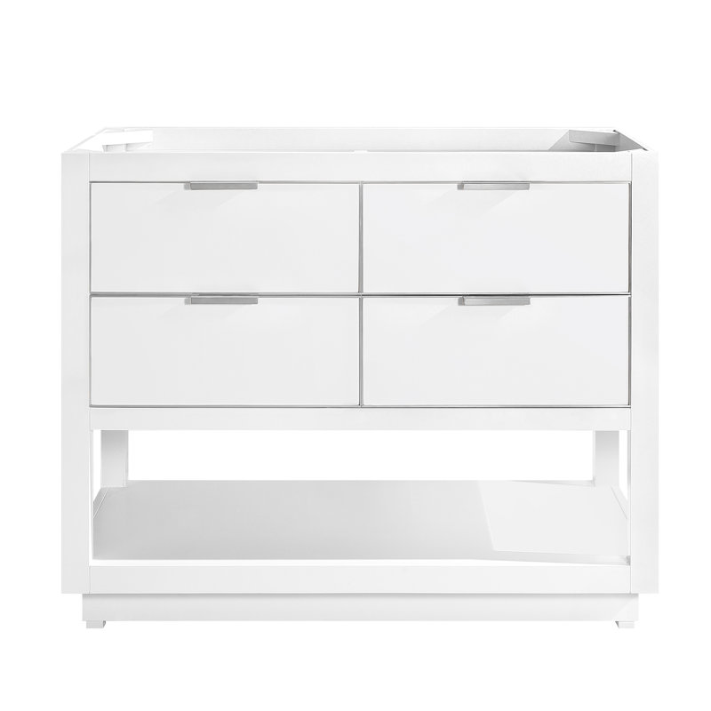 Base de meuble-lavabo simple 42 po Allie, Argent blanc / brossé