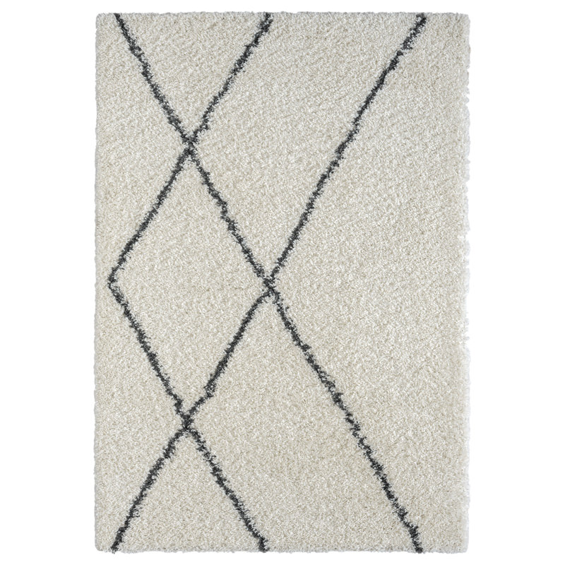 Shaggy Lush Diamond cream Rug, Rectangle 160 x 230cm