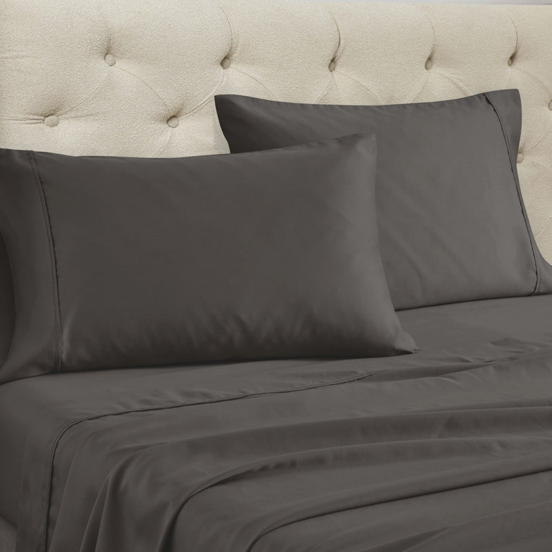 Superior 1500 Thread Count Cotton Blend Deep Pocket Sheet Set, California King Sheet Set, Charcoal