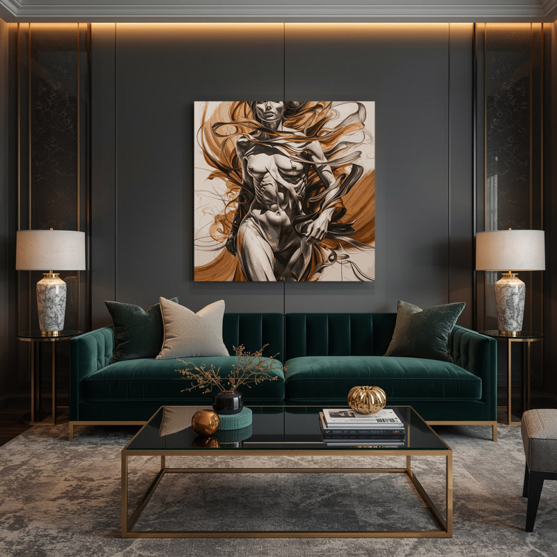 Abstrait art figuratif sur toile beige 88, H 8 po x l 8 po