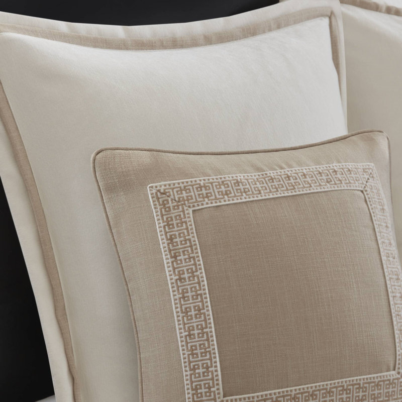 9- Piece King Comforter Set, King Comforter + 8 Additional Pieces, Tan
