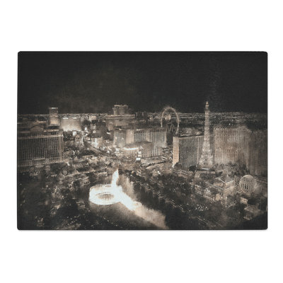 Tempered Glass Las Vegas Skyline at Night Chopping Board