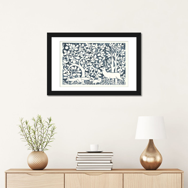 «Forest Life IV», reproduction d'impression sur toile tendue, H 16 po x l 24 po x P 1 po, Papier d'art encadré noir, Blanc