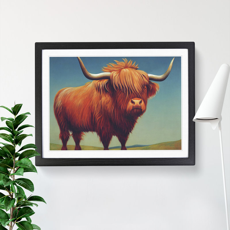 The Immense Highland Cow - Single Picture Frame Print, 25cm H x 34cm W, Black