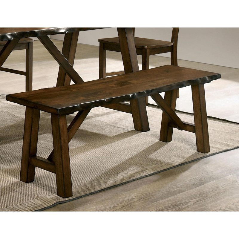 Banc de salle à manger en bois massif rustique noyer avec design Live Edge - Siège en bois vieilli pour meubles de cuisine et de salle à manger