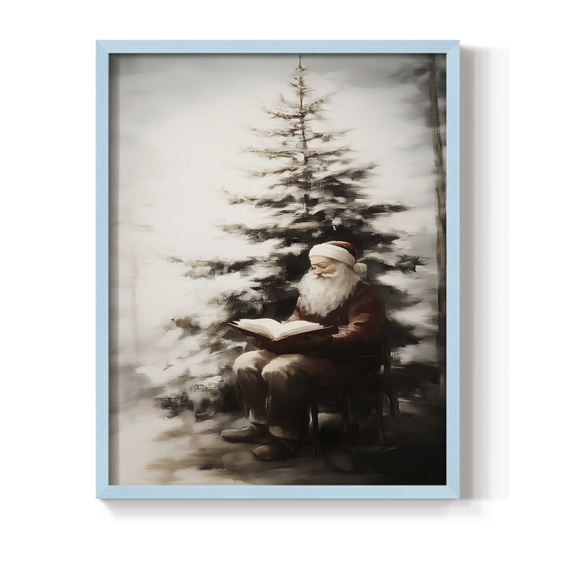 «Christmas Holiday Art», série 2-XLV III, reproduction encadrée - bois massif, 11" H x 9" W, Blue